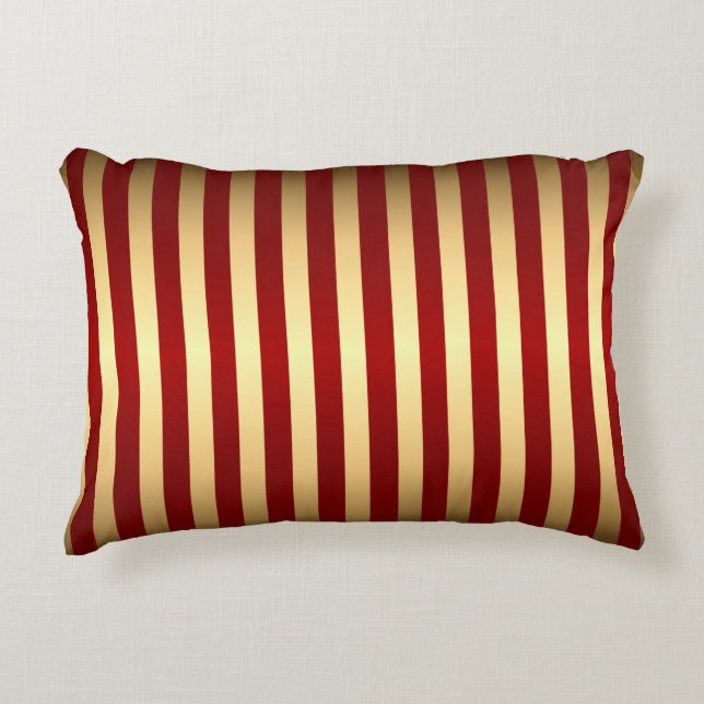 Gold Red Stripes Pattern Decoratief Kussen (Voorkant)