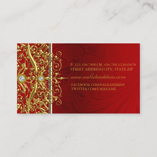 Gold Red Swirl Abstract Visitekaartje (Achterkant)