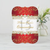 Gold Red Vintage Glamor Quinceanera Invitation (Debout devant)