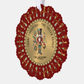 Gold Red White Diamonds Christmas Nutcracker Ornament Kaart (Links)