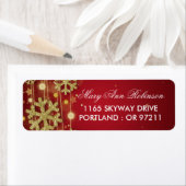 Gold Red Winter Birthday Return-adres Etiket (Insitu)