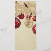 Gold/Red Winter Vakantie Ornamenten Bruiloft Menu (Achterkant)