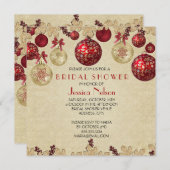 Gold/Red Winter Vakantie Ornamenten Vrijgezellenfe Kaart (Voorkant / Achterkant)