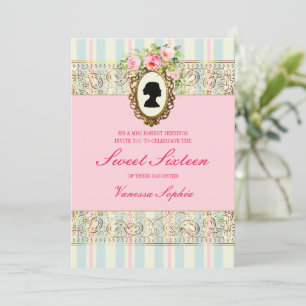  Gold Regency Sweet Sixteen Invitation Kaart