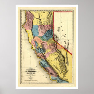 Gold Region of California Map door Gibbes 1851 Poster