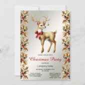 Gold Reindeer Christmas Party Invitation (Devant)
