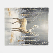 Gold Reindeer Holiday Fleece Blanket (Voorkant (Horizontaal))
