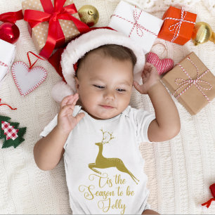 Gold Reindeer is het seizoen van de jute kerst Romper