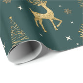 Gold Reindeer kerstboompatroon ID853 Cadeaupapier (Rol Hoek)
