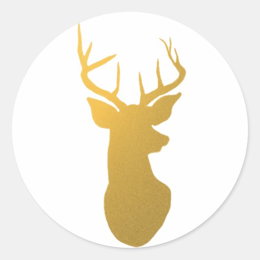 Gold Reindeer Silhouette Modern Holiday Ronde Sticker (Voorkant)