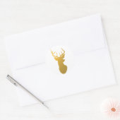 Gold Reindeer Silhouette Modern Holiday Ronde Sticker (Envelop)