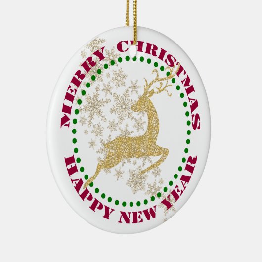 Gold Reindeer Snowflake Sjabloon Keramisch Ornament (Rechts)