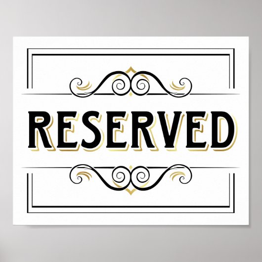 Gold RESERVED Sign Print (Voorkant)