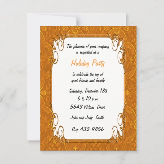 Gold Retro Holiday Invitation (Devant)