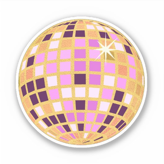 Gold Retro Modern Disco Ball Sticker (Voorkant)