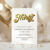 Gold Retro Script Black White 30th Birthday Party Kaart