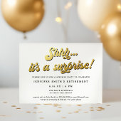 Gold Retro Script Surprise Retirement Party Kaart