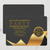 Gold Ribbon Afstuderen Invitation Kaart (Voorkant / Achterkant)