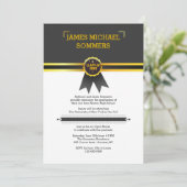 Gold Ribbon Afstuderen Uitnodiging (Staand voorkant)