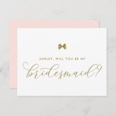 Gold Ribbon Bow Serez-Vous Ma Carte D'Époux (Devant / Derrière)