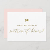 Gold Ribbon Bow zal jij mijn eredief zijn Briefkaart (Voorkant / Achterkant)