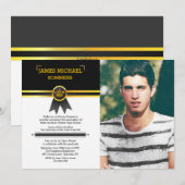 Gold Ribbon Graduate Photo Invitation (Devant / Derrière)