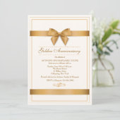 Gold Ribbon Invitation Kaart (Staand voorkant)