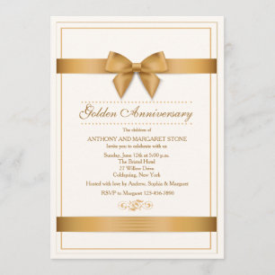 Gold Ribbon Invitation Kaart
