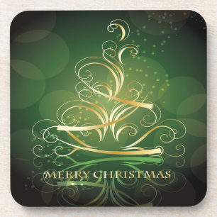 Gold Ribbon-kerstboomset van kurkOnderzetters Drankjes Onderzetter