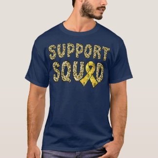 Gold Ribbon Leopard Print Support Squad Childhood T-shirt