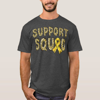 Gold Ribbon Leopard Print Support Squad Childhood T-shirt