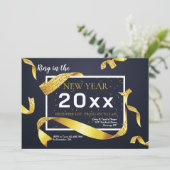 Gold Ribbon New Year Party Invitation (Debout devant)