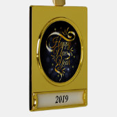 Gold Ribbon nieuwjaar Verguld Banner Ornament (Rechts)