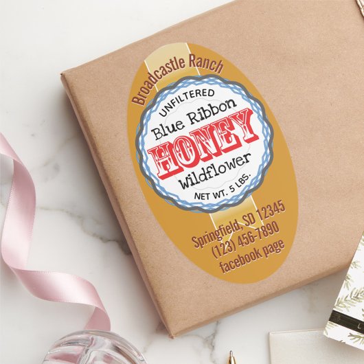 Gold Ribbon Red Typografie Honey Stickers