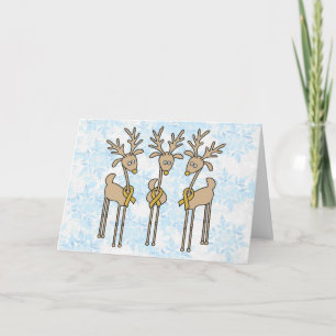 Gold Ribbon Reindeer Feestdagen Kaart