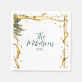 Gold Ribbon Rustic Christmas Party Servet (Voorkant)