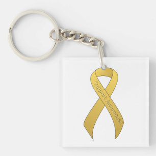 Gold Ribbon Support Awareness Sleutelhanger