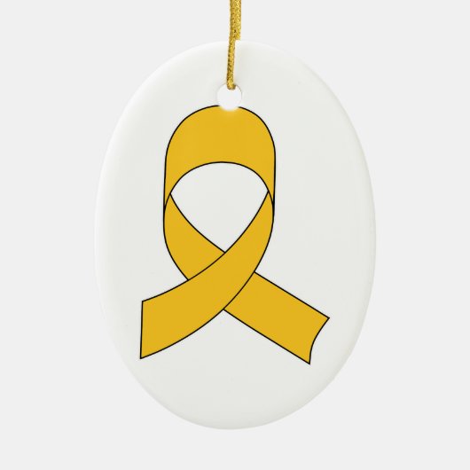 Gold Ribbon Teken Keramisch Ornament (Voorkant)