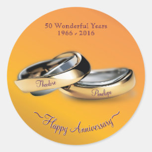 Gold Rings Golden Wedding Jubileum Ronde Sticker