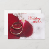 Gold Rings Roos Petals Wedding RSVP Kaartje (Voorkant / Achterkant)