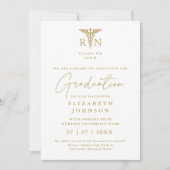 Gold RN Nursing Afstuderen Fotoaankondiging Kaart (Voorkant)