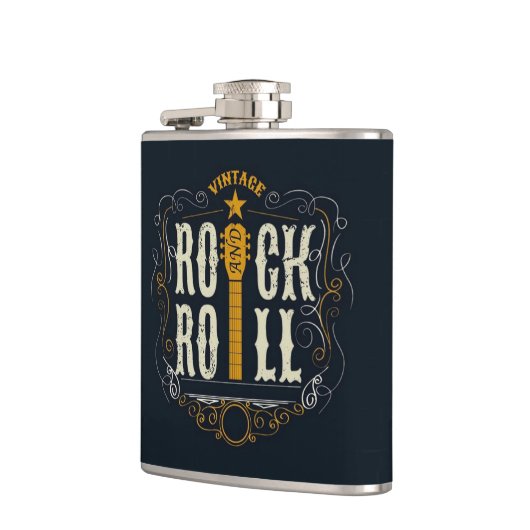 Gold  Rock & Roll Logo Heupfles (Links)