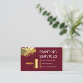 Gold Roller Brush On Paint Splatter Painter Visitekaartje (Staand voorkant)
