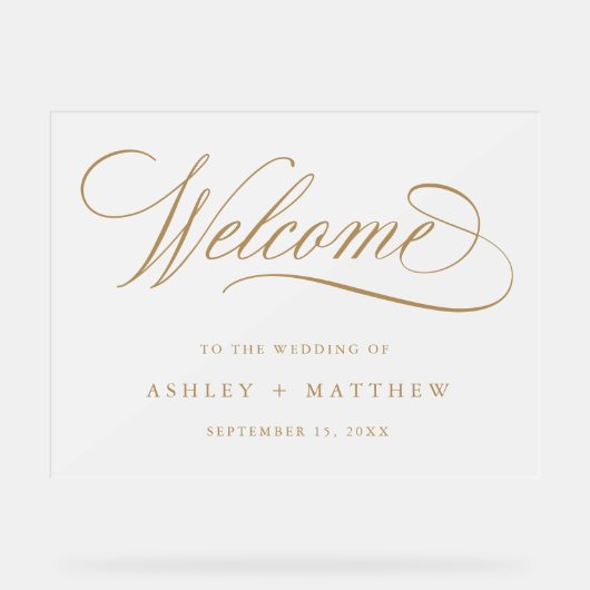 Gold Romantic Calligraphie Mariage Accueil Froid (Recto)