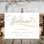 Gold Romantic Calligraphy Mariage Affiche de bienv<br><div class="desc">Ce panneau d'accueil mariage en or et blanc est orné d'une calligraphie tourbillonnant élégante et romantique avec un script formel. Pour une personnalisation plus avancée de cette conception,  cliquez sur le BOUTON OUTIL DESIGN BLEU ci-dessus !</div>