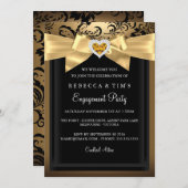 Gold Romantic Heart Engagement Party Invitation (Devant / Derrière)