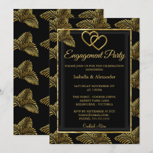 Gold Romantic Heart Engagement Party - Palms Kaart