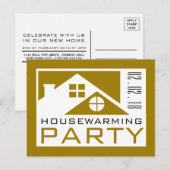Gold Rooftop, uitnodiging van Housewarming Party Briefkaart (Voorkant / Achterkant)