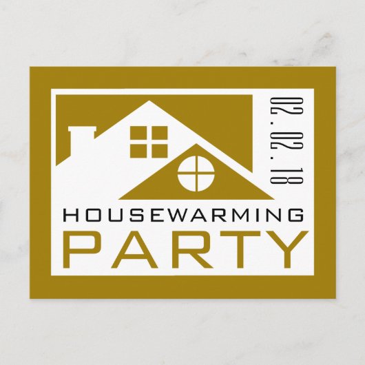 Gold Rooftop, uitnodiging van Housewarming Party Briefkaart (Voorkant)