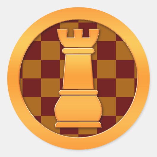 Gold Rook Chess Piece Ronde Sticker (Voorkant)